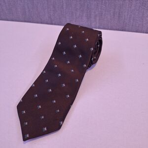 VINTAGE WEMBLEY Tie Brown Diamond Geometric Foulard Pattern Necktie Men's Classi